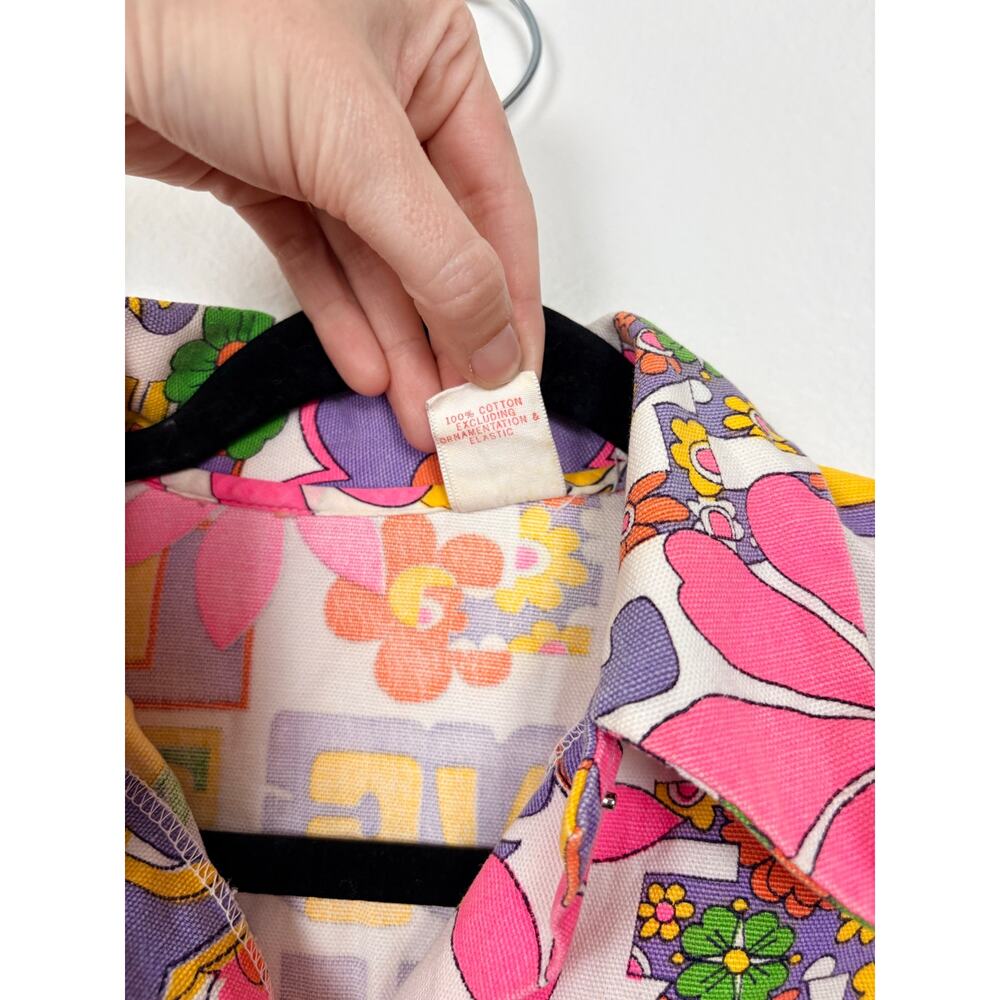 70s Her Majesty RARE LOVE Psychedelic Flower Power Cotton Made in USA Jacket M - Picture 7 of 7